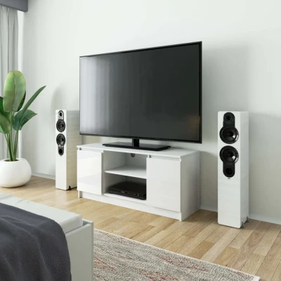 TV stolík YMARIN - biely / biely lesklý