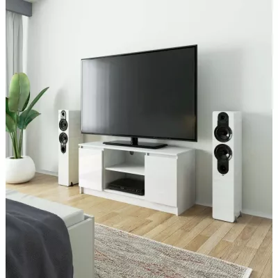 TV stolík YMARIN - biely / biely lesklý
