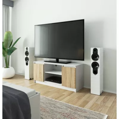 TV stolík YMARIN - biely / dub sonoma