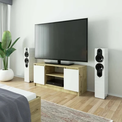 TV stolík YMARIN - dub artisan / biely