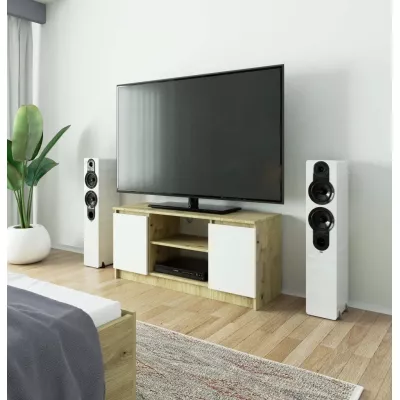 TV stolík YMARIN - dub artisan / biely