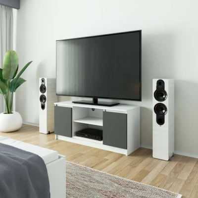 TV stolík YMARIN - biely / šedý