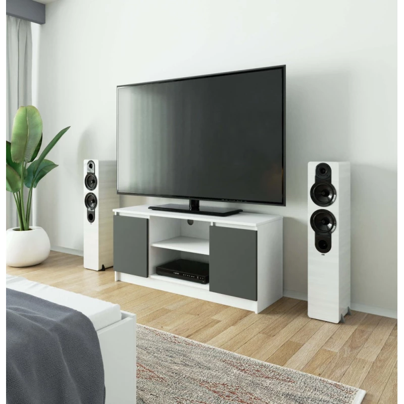 TV stolík YMARIN - biely / šedý
