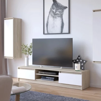 Televízny stolík YMARIN - dub sonoma / biely