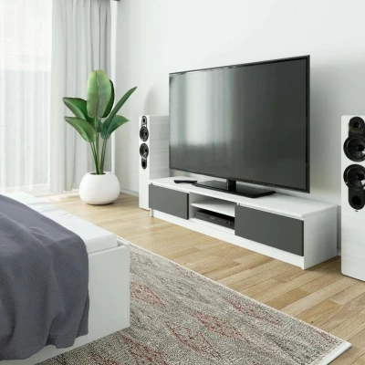 Televízny stolík YMARIN - biely / šedý