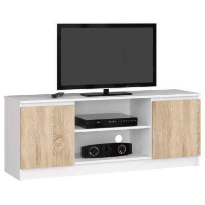 TV stolík s dvierkami YMARIN - dub sonoma / biely