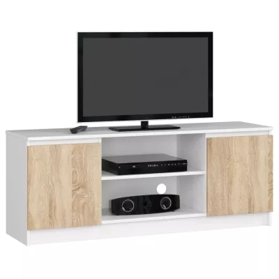 TV stolík s dvierkami YMARIN - dub sonoma / biely