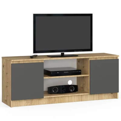 TV stolík s dvierkami YMARIN - dub artisan / šedý