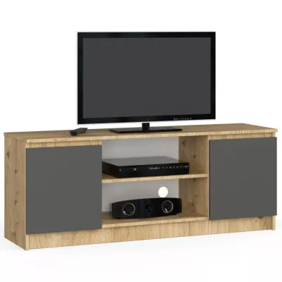 TV stolík s dvierkami YMARIN - dub artisan / šedý