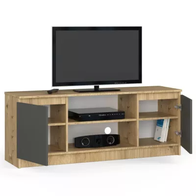 TV stolík s dvierkami YMARIN - dub artisan / šedý