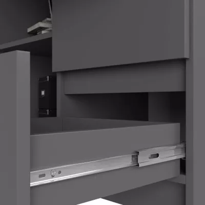 Rohový písací stôl ALERON - šedý, pravé prevedenie