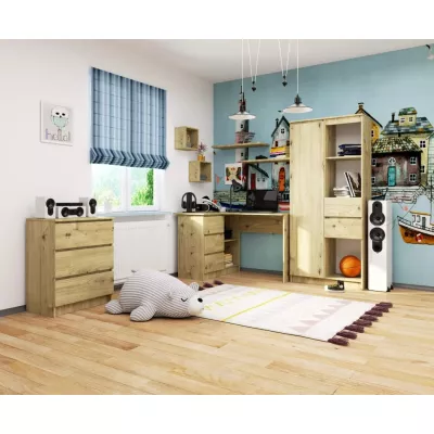 Rohový písací stôl ALERON - dub artisan, ľavé prevedenie