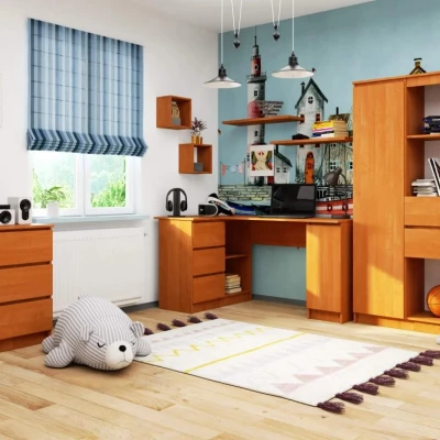 Rohový písací stôl SILAN - jelša, ľavé prevedenie