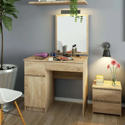 Toaletný stolík so zrkadlom BRETIK - dub sonoma, ľavé prevedenie