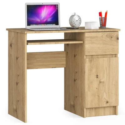 PC stôl KALRION - dub artisan, pravé prevedenie
