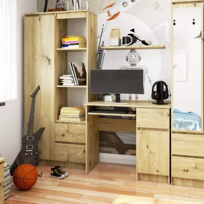 PC stôl KALRION - dub artisan, pravé prevedenie