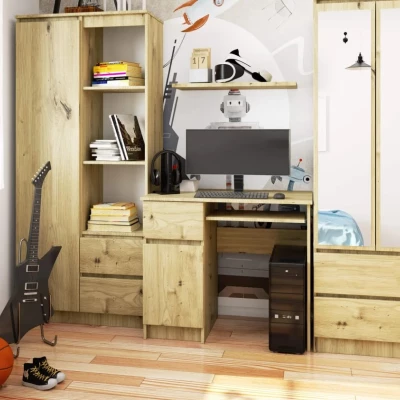 PC stôl KALRION - dub artisan, ľavé prevedenie