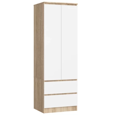 Šatníková skriňa so šuplíkmi 60 cm WREN - dub sonoma / biela
