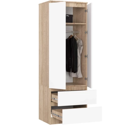 Šatníková skriňa so šuplíkmi 60 cm WREN - dub sonoma / biela