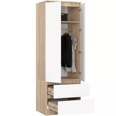 Šatníková skriňa so šuplíkmi 60 cm WREN - dub sonoma / biela