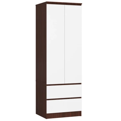 Šatníková skriňa so šuplíkmi 60 cm WREN - wenge / biela