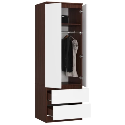 Šatníková skriňa so šuplíkmi 60 cm WREN - wenge / biela