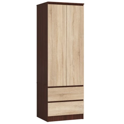 Šatníková skriňa so šuplíkmi 60 cm WREN - wenge / dub sonoma