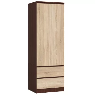 Šatníková skriňa so šuplíkmi 60 cm WREN - wenge / dub sonoma