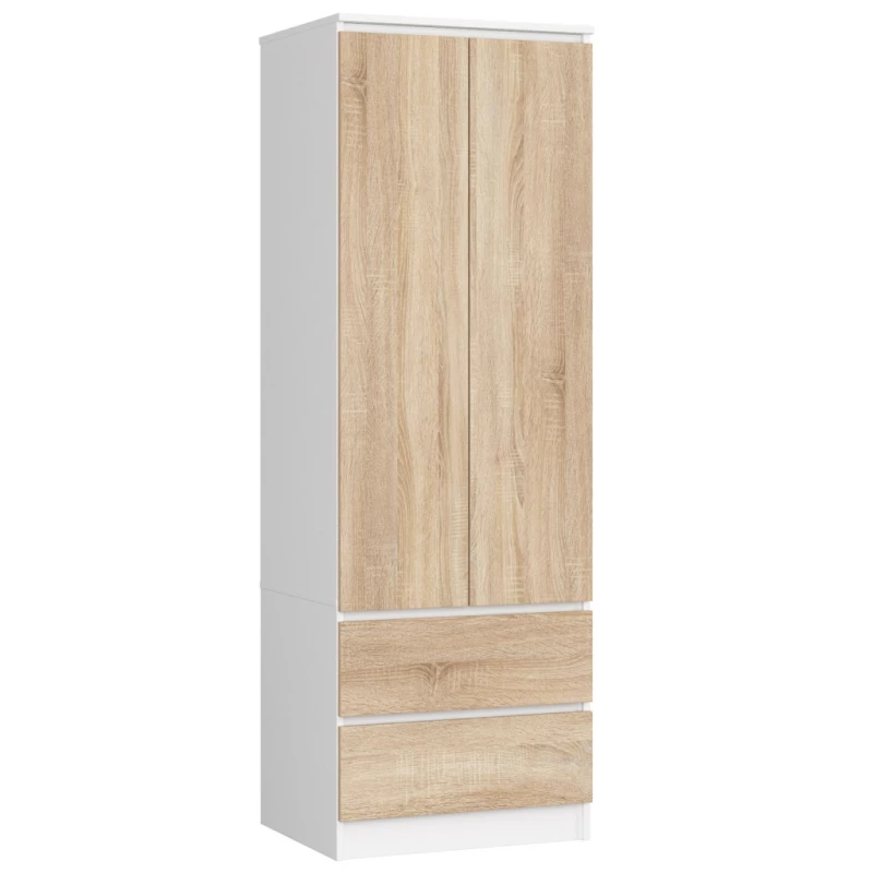 Šatníková skriňa so šuplíkmi 60 cm WREN - biela / dub sonoma