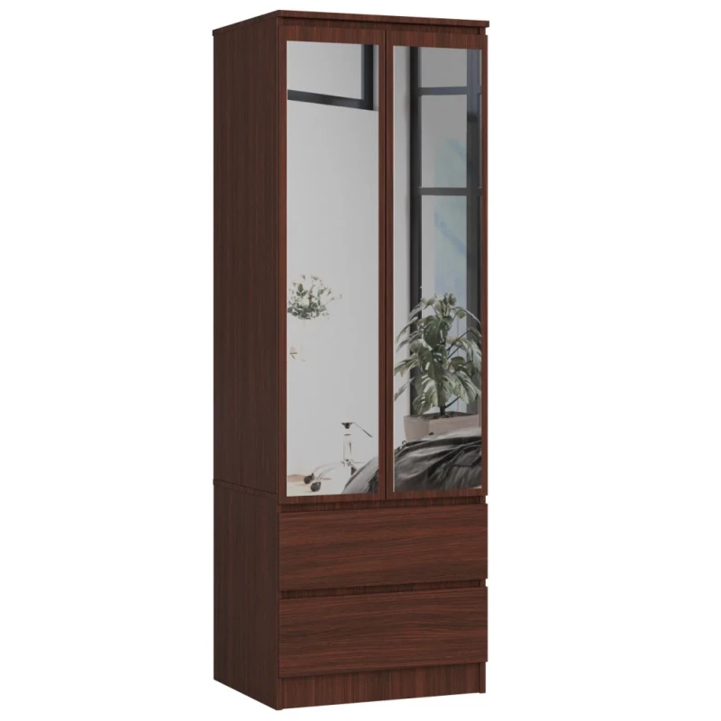 Šatníková skriňa so šuplíkmi a zrkadlami 60 cm WREN - wenge