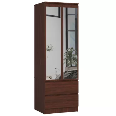 Šatníková skriňa so šuplíkmi a zrkadlami 60 cm WREN - wenge