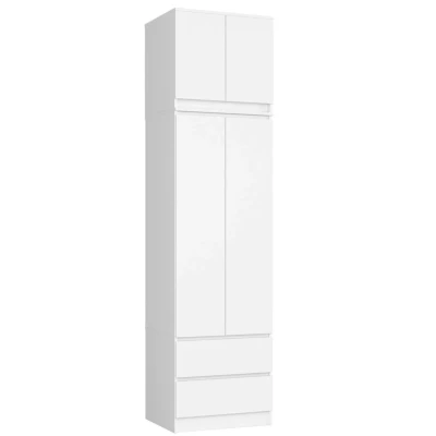 Šatníková skriňa s nástavcom 60 cm WREN - biela