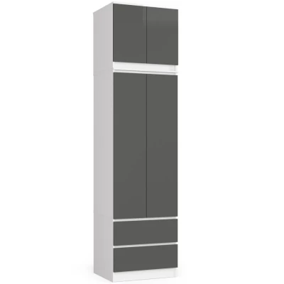 Šatníková skriňa s nástavcom 60 cm WREN - biela / šedá