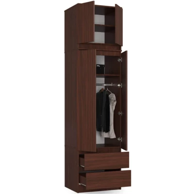 Šatníková skriňa s nástavcom 60 cm WREN - wenge