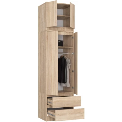 Šatníková skriňa s nástavcom 60 cm WREN - dub sonoma