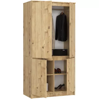 Štvordverová šatníková skriňa 90 cm LOTA - dub artisan