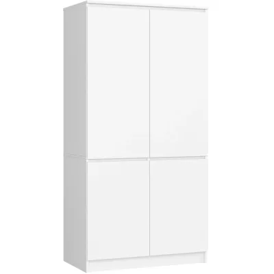Štvordverová šatníková skriňa 90 cm LOTA - biela