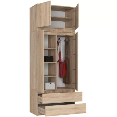 Šatníková skriňa s nástavcom 90 cm LOTA - dub sonoma
