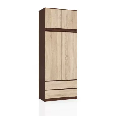 Šatníková skriňa s nástavcom 90 cm LOTA - wenge / dub sonoma