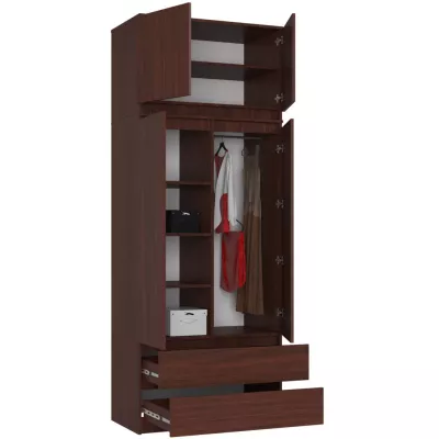 Šatníková skriňa s nástavcom 90 cm LOTA - wenge