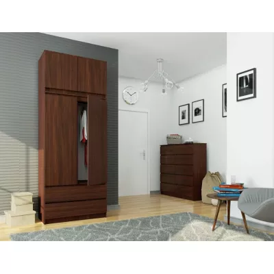 Šatníková skriňa s nástavcom 90 cm LOTA - wenge