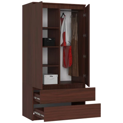 Šatníková skriňa so šuplíkmi 90 cm LOTA - wenge