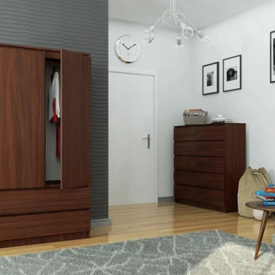 Šatníková skriňa so šuplíkmi 90 cm LOTA - wenge