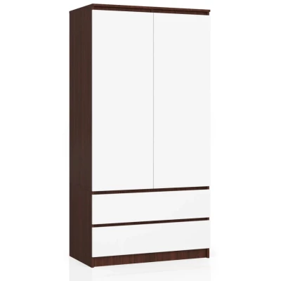 Šatníková skriňa so šuplíkmi 90 cm LOTA - wenge / biela