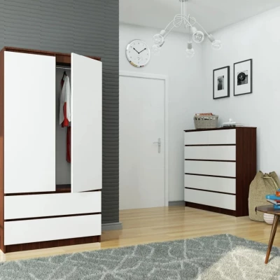 Šatníková skriňa so šuplíkmi 90 cm LOTA - wenge / biela