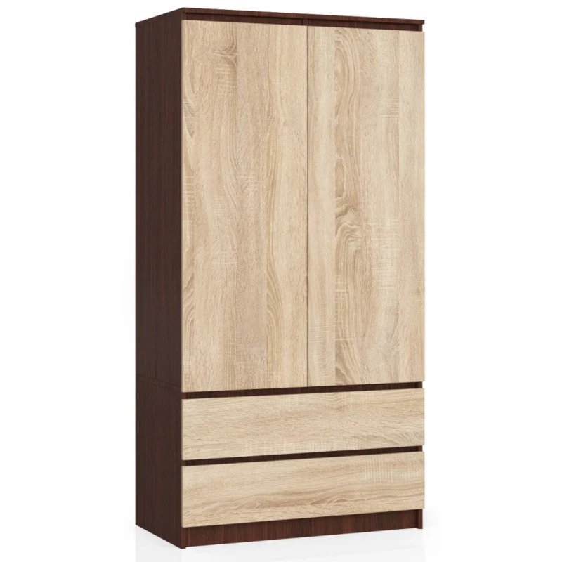 Šatníková skriňa so šuplíkmi 90 cm LOTA - wenge / dub sonoma