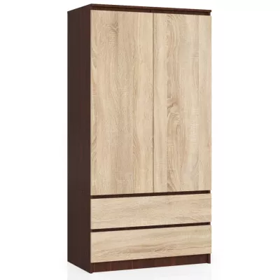 Šatníková skriňa so šuplíkmi 90 cm LOTA - wenge / dub sonoma