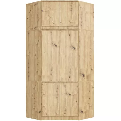 Rohová šatníková skriňa 100 cm LOTA s nástavcom - dub artisan