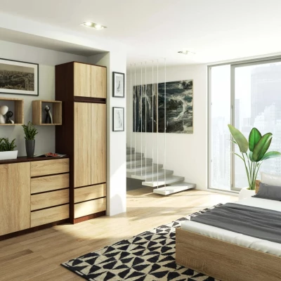 Nadstavec na skriňu LOTA - wenge / dub sonoma