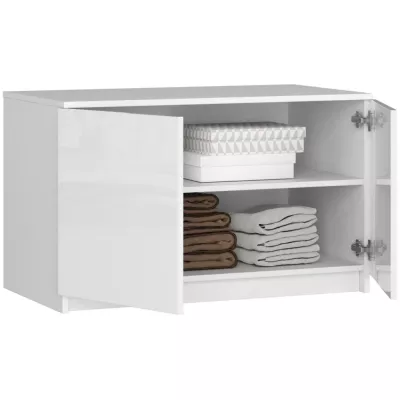Nadstavec na skriňu LOTA 90 cm - biely / biely lesklý